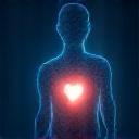 Human silhouette with glowing heart icon representing Customer-First