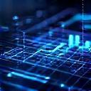 Icon of advanced analytics with live dashboards showing actionable insights